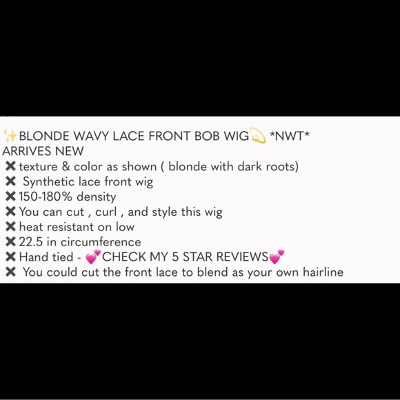 ✨BLONDE WAVY LACE FRONT BOB WIG💫 *NWT*
